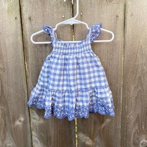 Shabby Chic Blue Gingham Smocked Ruffle Dress 0-3 Months‎